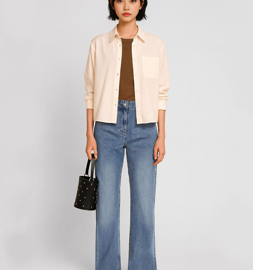 Camicia crema in satin - sisley k camicie - Bianco Panna | Sisley K image number 1